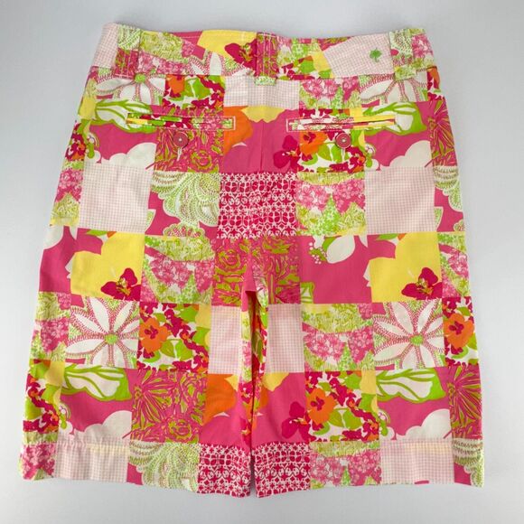 Lilly Pulitzer Bermuda Women 4 Pink Patchwork Resort Fit Bermuda Summer Floral - Picture 2 of 15